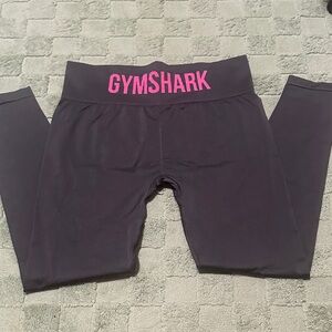 Gymshark Charcoal Leggings with Vibrant Pink Logo